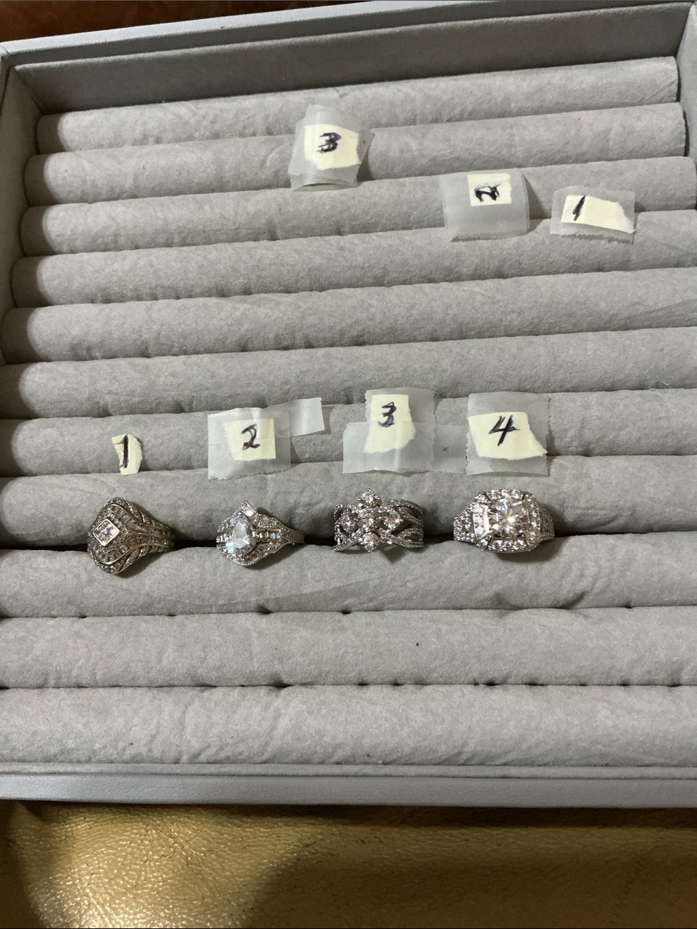 Ladies tray  of 4  ss/rhodium, sz 5, gently or never worn, JTV , $30 each